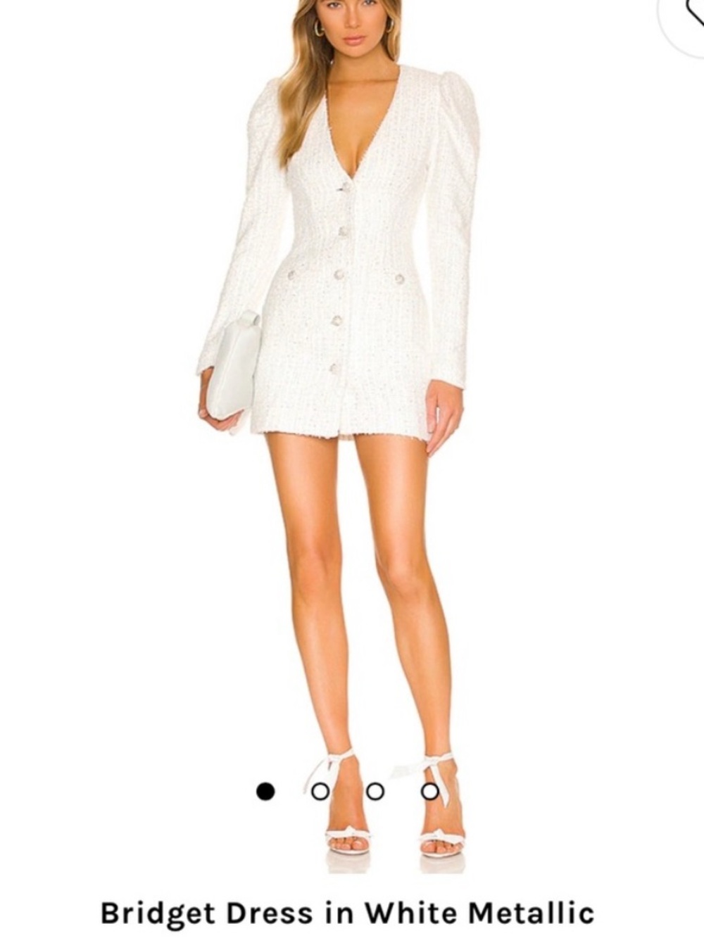 NBD White Metallic Bridget Mini Dress